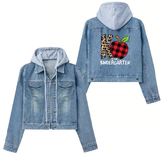 K Is For Kindergarten Cheetah Back To School Women's Denim Jackets
