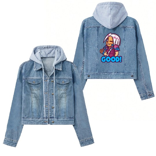 emote maker featuring lost ark inspired characters Women's Denim Jackets
