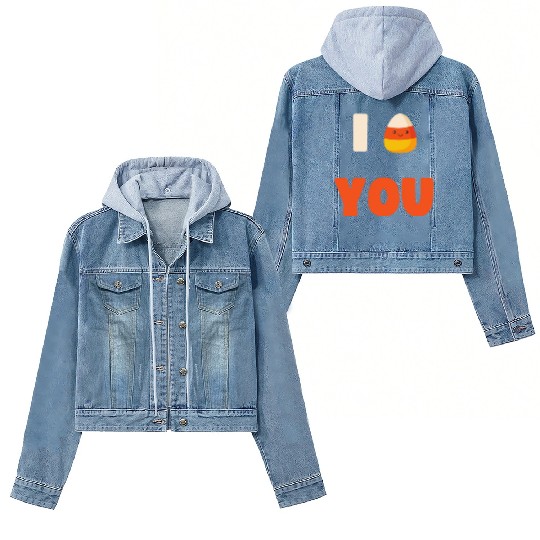 CUTE HALLOWEEN LAZY COSTUME I CANDY CORN YOU Women's Denim Jackets