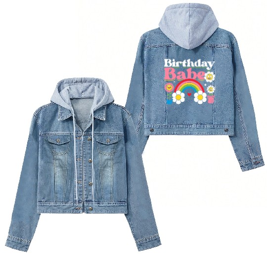 Pastel Daisy Rainbow Birthday Girl Women's Denim Jackets
