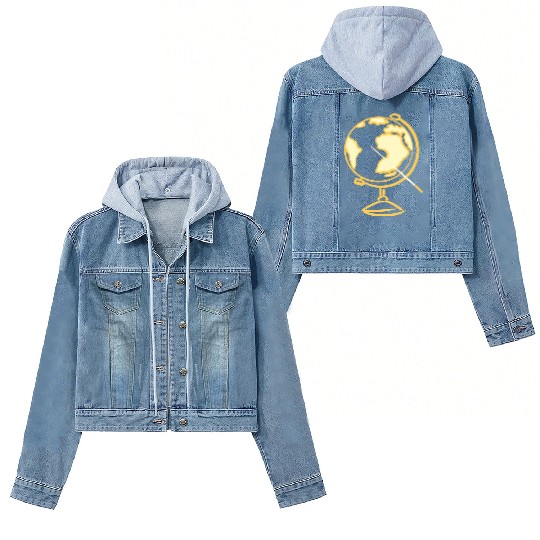 Globe Icon. Geography Teacher. Education symbol Women's Denim Jackets