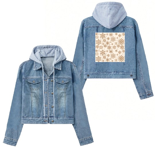 Beige Snowflakes Christmas Pattern Women's Denim Jackets