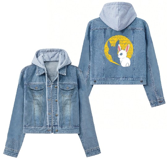 Rock Sign Kawaii Bunny Music Heavy Rock Metal Kid Women's Denim Jackets