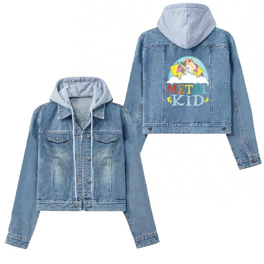 Guitar Metal Kid Music Rock Dab Unicorn Kawaii Women's Denim Jackets