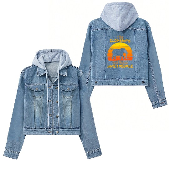 Elephant Women's Denim Jackets, Cute Elephant Women's Denim Jackets, Vintage