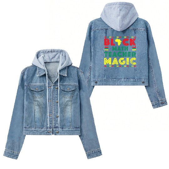 Black Math Teacher Black History Month Afro Women's Denim Jackets