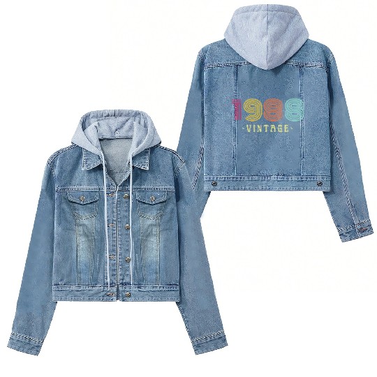 Neon Rainbow Retro Birthday Year Vintage 1988 Women's Denim Jackets