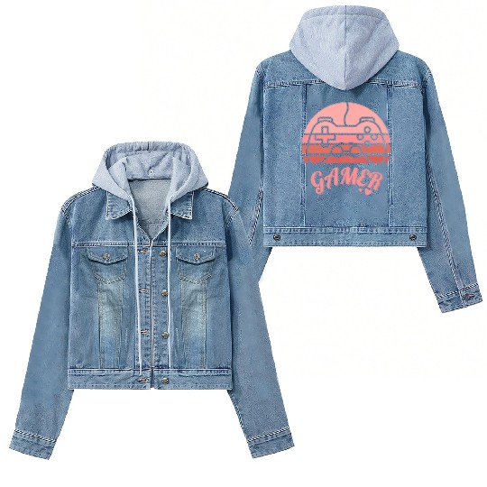 Pink Retro Gamer Valentine Day Women's Denim Jackets