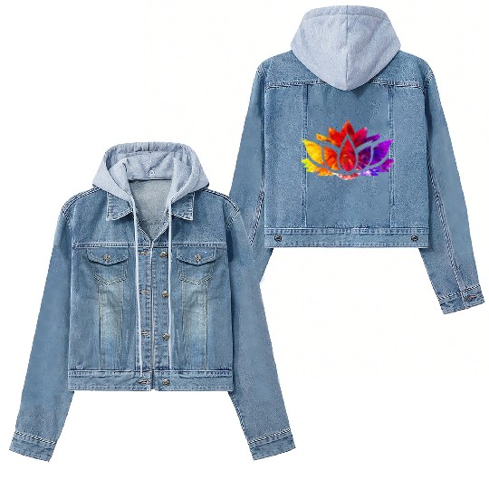 Rainbow Blossom: A Vibrant and Colorful Flower Women's Denim Jackets