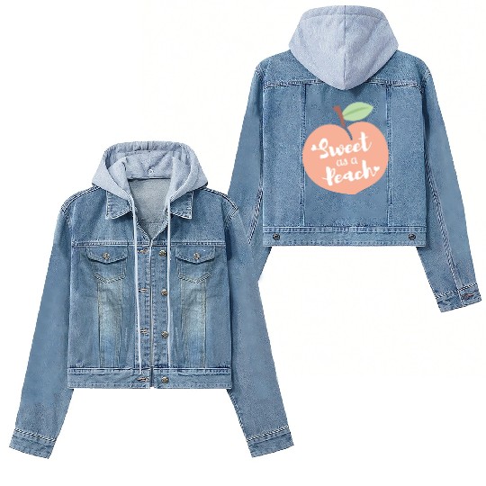 Sweet As A Peach Typography and Hearts Women's Denim Jackets