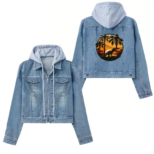 Florida Everglades Sunset Alligator and Palm Tree Women's Denim Jackets