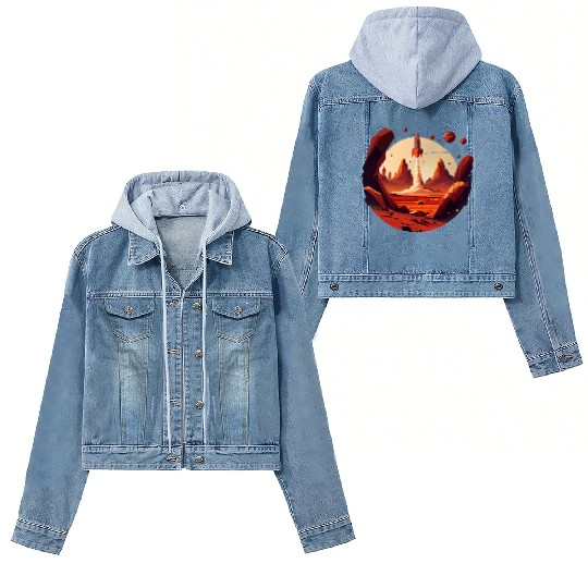 Vintage Space Science Mars Fiction Geek Solar Women's Denim Jackets