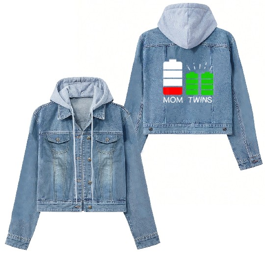 Twin Mom Low Battery Tired Mom Of Twins Women's Denim Jackets