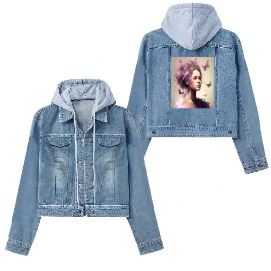 Breast Cancer Survivor Pink Flower Hair Girl Women's Denim Jackets