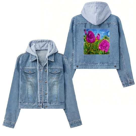 Hand Painted Roses Women's Denim Jackets Women's Denim Jackets Mugs Tote Bags