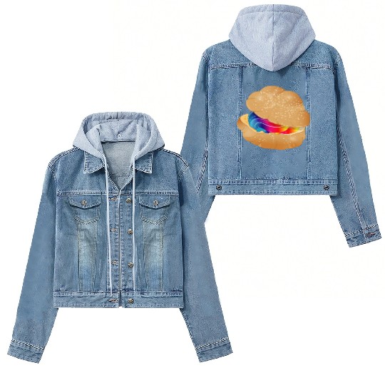 Illustration of a colorful filled cream puff Women's Denim Jackets