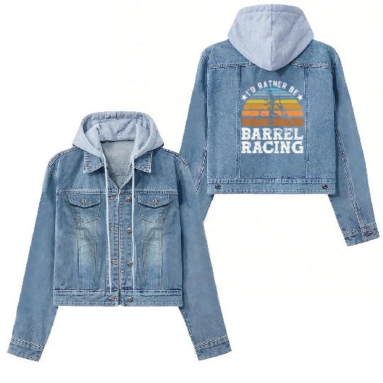 I d Rather Be Barrel Racing Barrel Racer Women's Denim Jackets