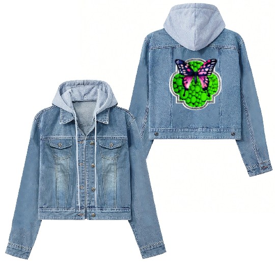 Purple Butterfly, Green Dots, Astrology Women's Denim Jackets