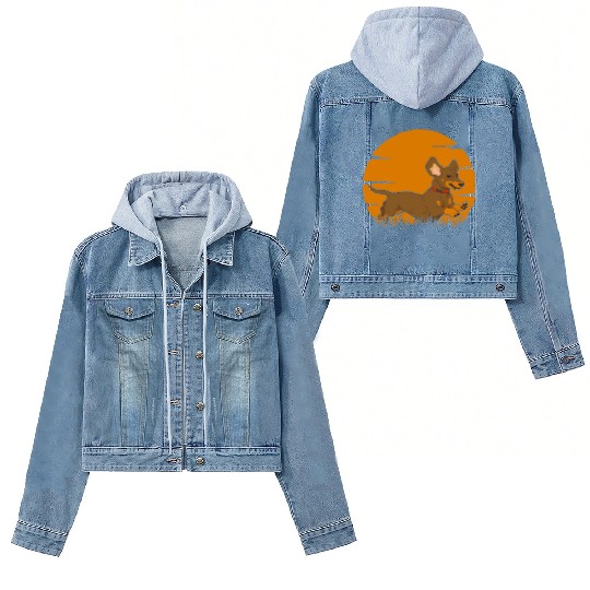 Dachshund Running Sausage Dog Women's Denim Jackets