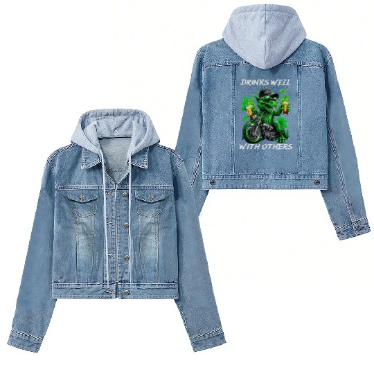 Drinks well with others st patrick's day Dinosaur Women's Denim Jackets