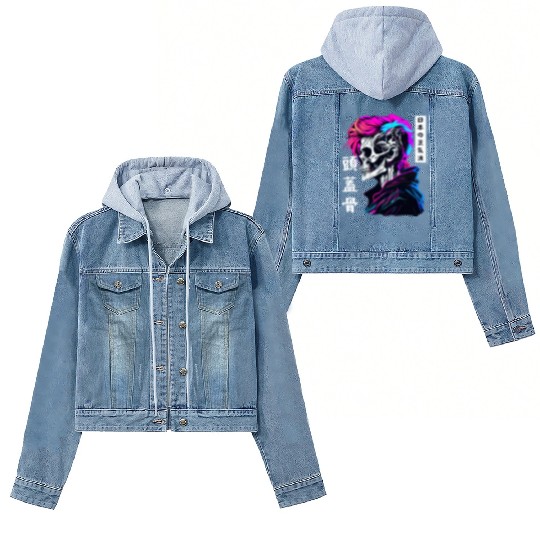 Sad Boy Anime Skull Skeleton Gothic Vaporwave Aest Women's Denim Jackets