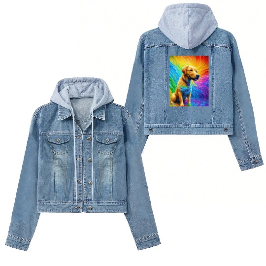 Labrador Retriever with rainbow splashes of colors Women's Denim Jackets