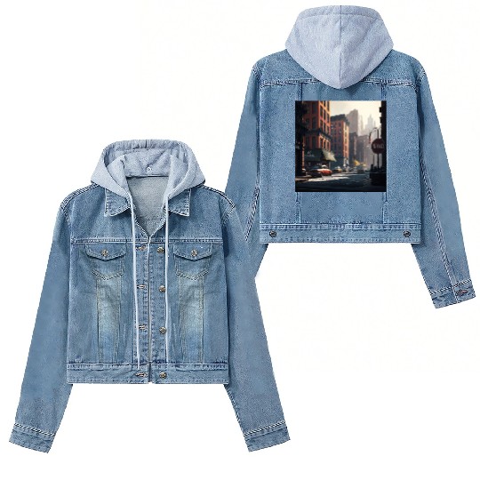 New York City Art Iconic Place Drawing Canvas Women's Denim Jackets