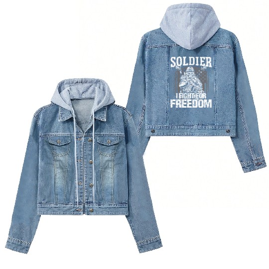 Soldier i fight for freedom military army veteran Women's Denim Jackets