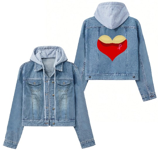 Cancer awareness Boobies love heart Women's Denim Jackets