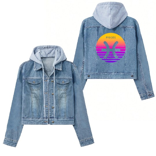 Pisces Zodiac Sign Sunset Pisces Women's Denim Jackets