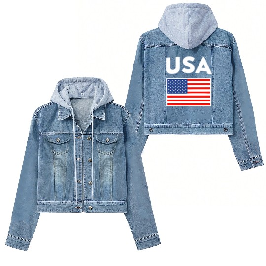 Usa Flag United States Blue Red And White Women's Denim Jackets