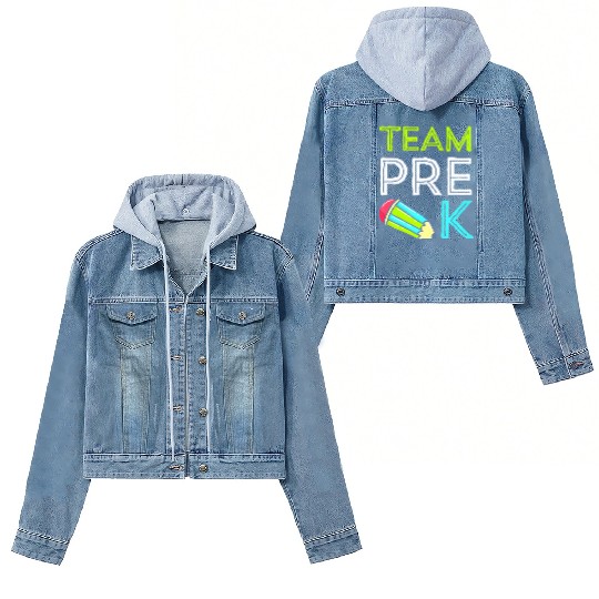Team Pre-K Teacher First Day Preschool Back to Sch Women's Denim Jackets