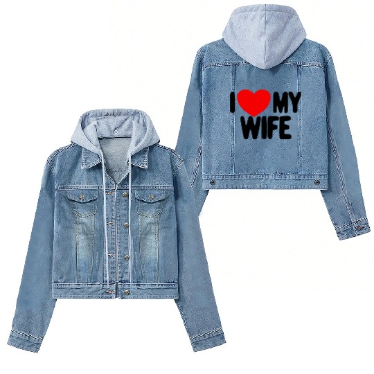 I Love My Wife Red Heart Husband I Love My Wife Women's Denim Jackets
