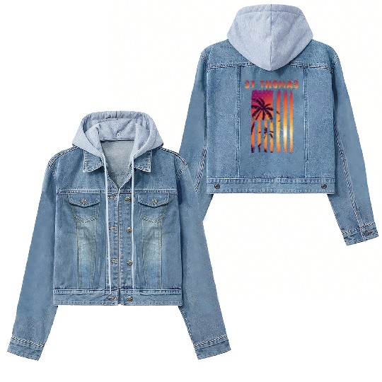 St Thomas Us Virgin Islands Patriotic Flag Women's Denim Jackets