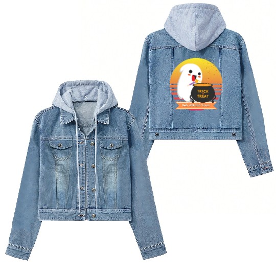 Halloween Cute Ghost Witching Hour Trick Or Treat Women's Denim Jackets