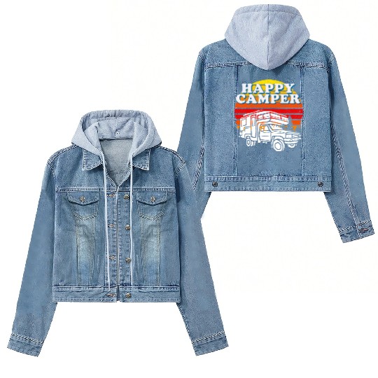 Happy Camper Funny Camping Lover Women's Denim Jackets