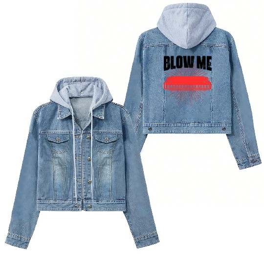 Blow Me Harmoa Wind Instrut Jazz Music Women's Denim Jackets