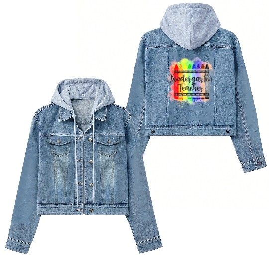 Funny Kindergarten Teacher Crayon Back To School Women's Denim Jackets