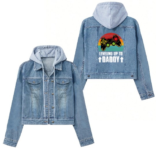 Leveling up to Daddy Funny Gift Father's Day Women's Denim Jackets