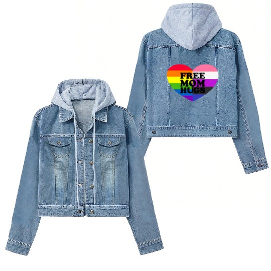 Free Mom Hugs Gay Pride Genderfluid Flag Women's Denim Jackets