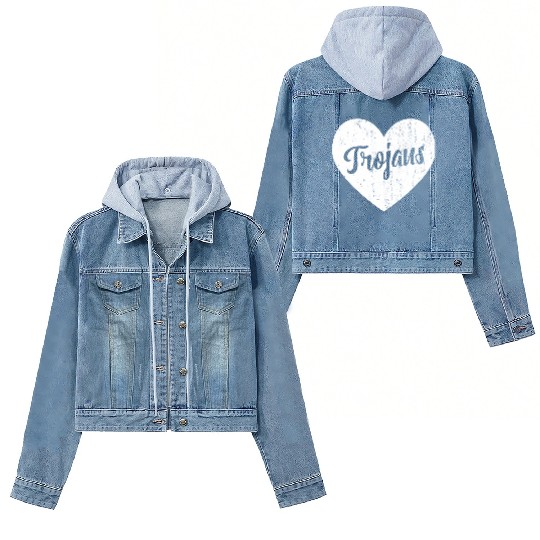 Trojans School Sports Fan Team Spirit Mascot He Women's Denim Jackets