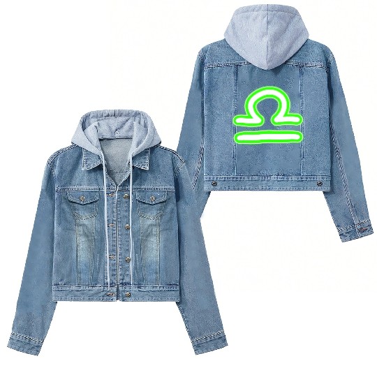 Libra Zodiac Sign Neon Green Women's Denim Jackets