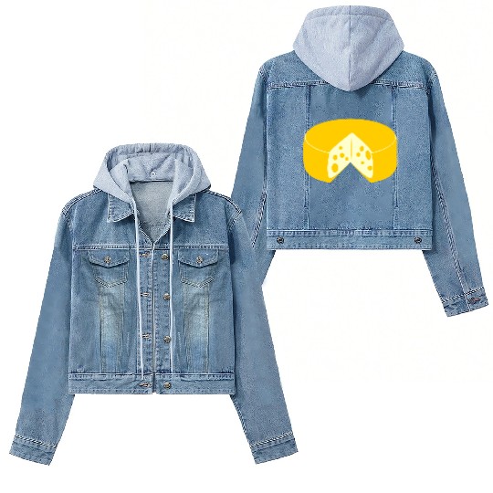 Cheese golden yellow with point cut out front view Women's Denim Jackets