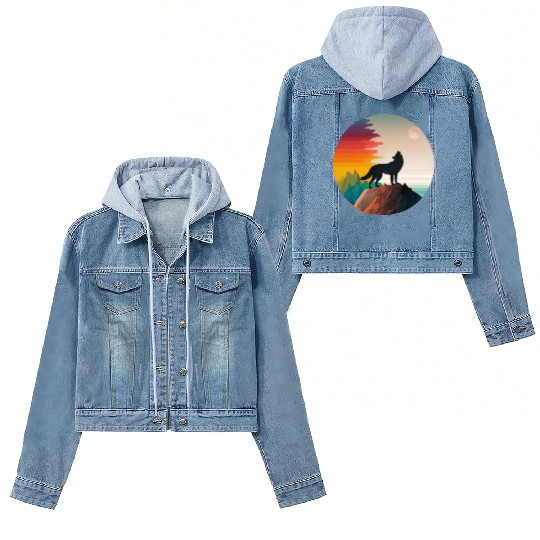 LGBTQIA+ Majestic wolf on the mountain top Women's Denim Jackets