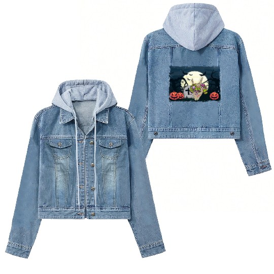 Halloween Skeleton Zombie Gamer Hand Funny Gaming Women's Denim Jackets