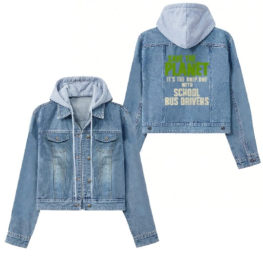 Save The Planet School Bus Driver Women's Denim Jackets