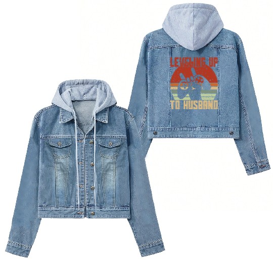 Retro Leveling Up To Husband Est 2023 Promoted Women's Denim Jackets