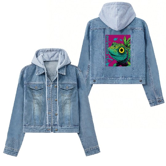 Psychedelic Reptile Wonderland Retro Designs 7 Women's Denim Jackets