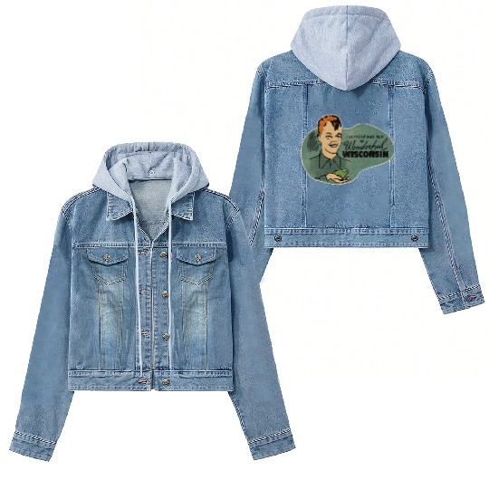 Vintage Wisconsin Tourist Frog Weird Kid Women's Denim Jackets