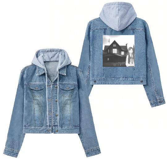 Is a haunted house??? (Black and white version) Women's Denim Jackets